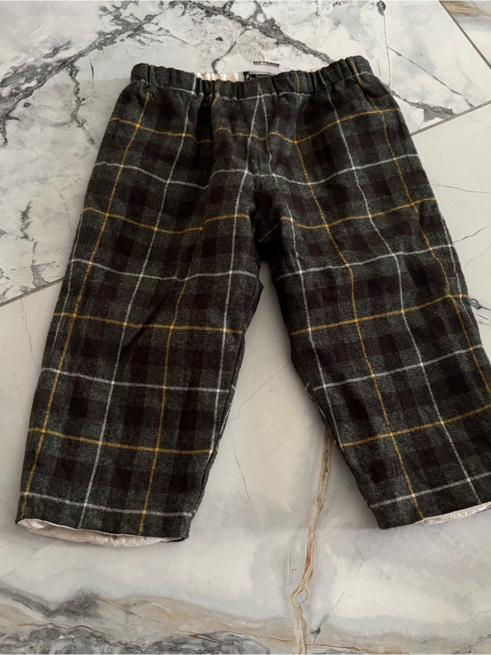 Bonpoint Black, Gray & Yellow Plaid Pants